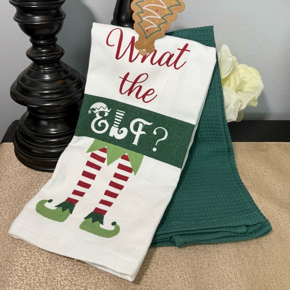 NWT Set of 2 What The Elf Kitchen Towels